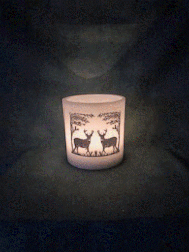 Windlicht Wachs, 2 Hirsche