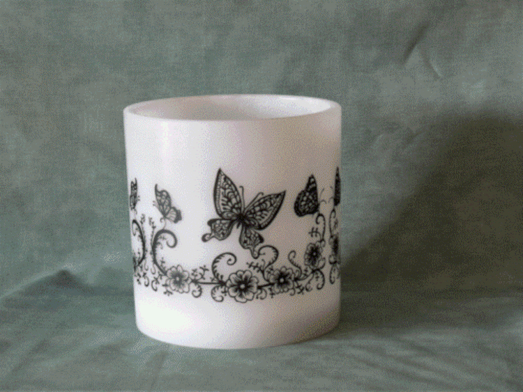 Windlicht Wachs, Schmetterlinge lang