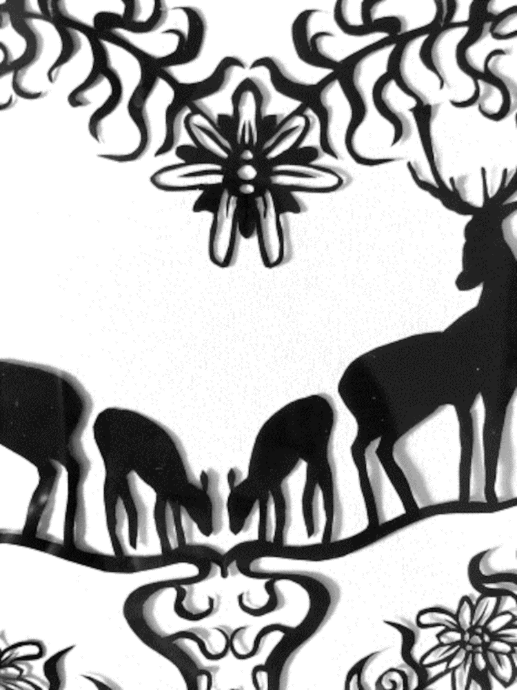 Scherenschnitt Hirsche im Herz