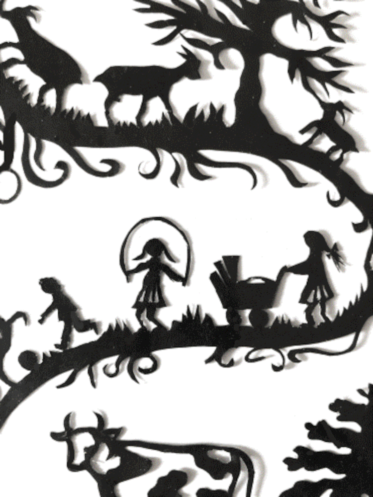 Scherenschnitt Alplandschaft