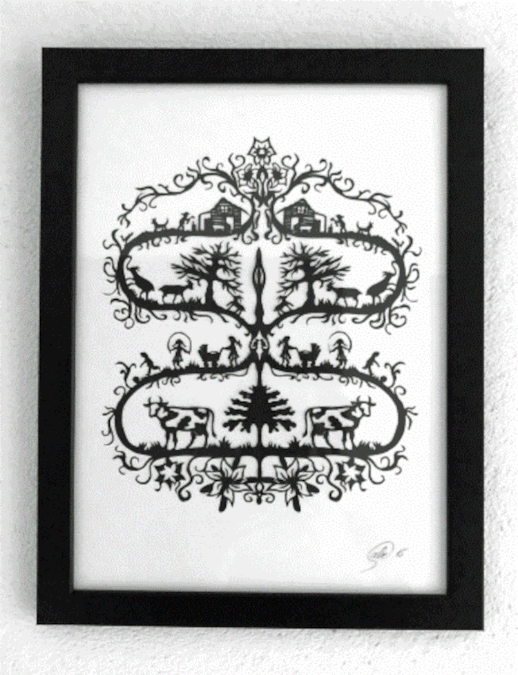 Scherenschnitt Alplandschaft