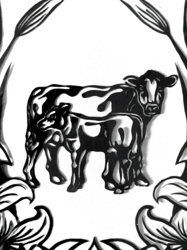 Scherenschnitt Kuh in Lilien