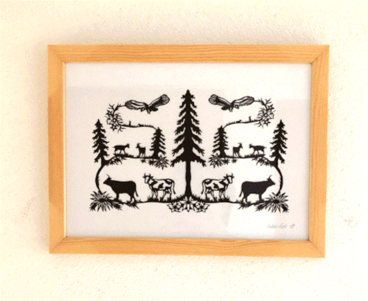 Scherenschnitt Kuhweide