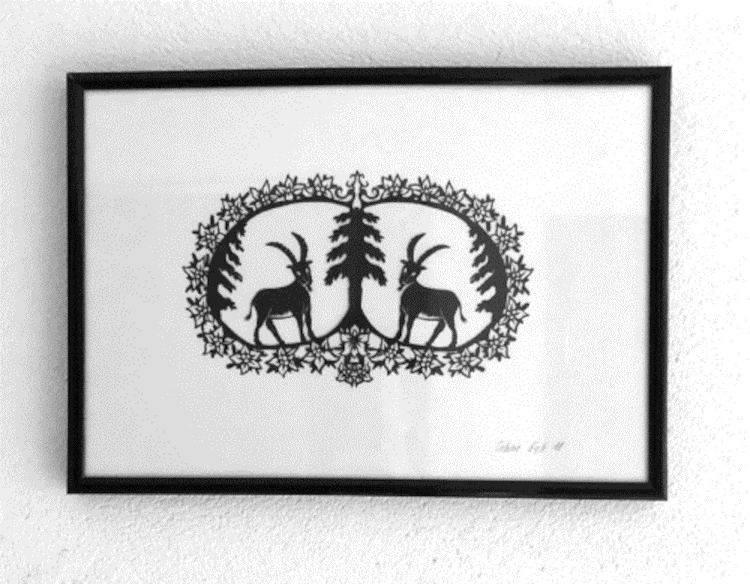 Scherenschnitt Steinböcke