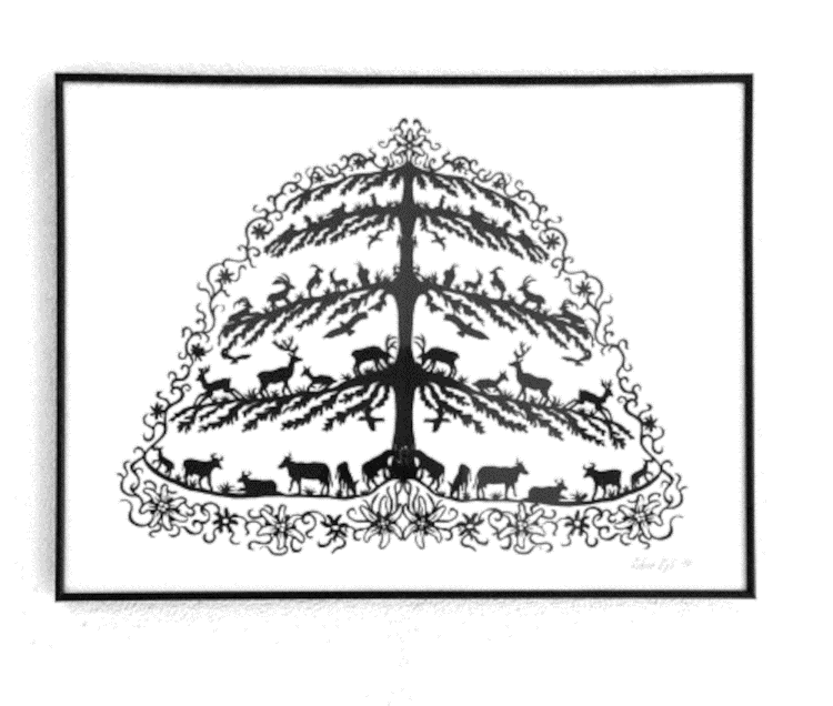 Scherenschnitt Wettertanne