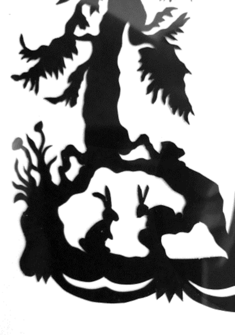 Scherenschnitt Hirsche im Wald